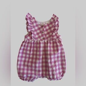Purebaby Purple Plaid Bubble Romper 3-6M